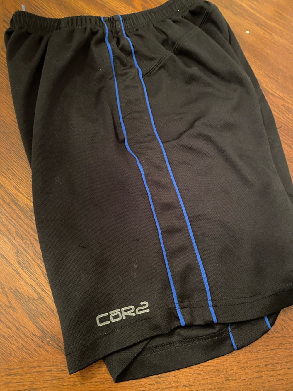 Men’s Black Athletic Shorts with Blue Piping